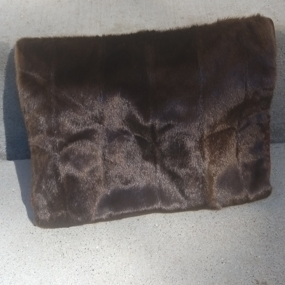 mink Purse Ruched back With Zipper, Vintage Luxury Mob Wife